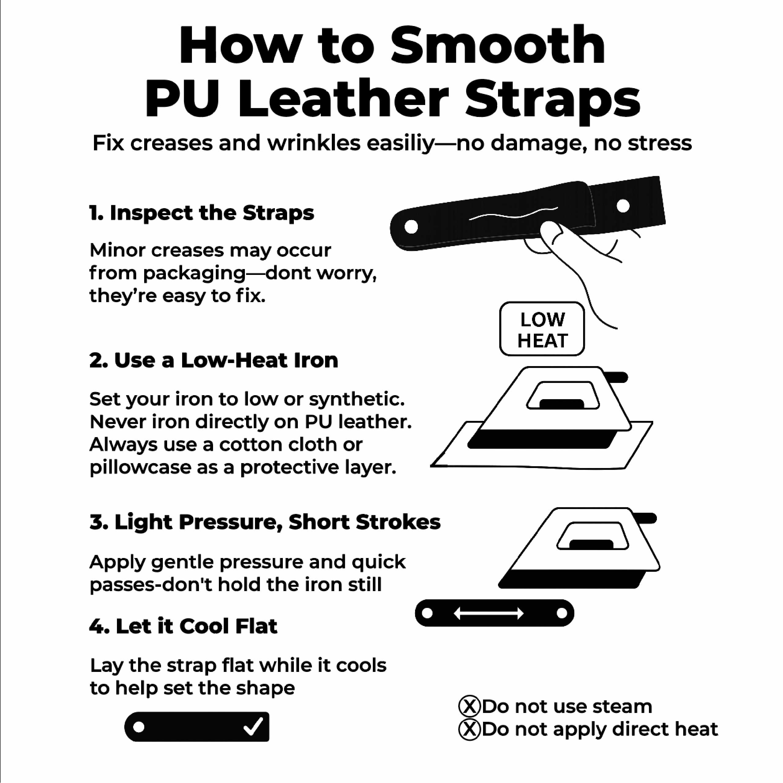 How to smooth PU leather straps on a silicone gags using safe low-heat care instructions
