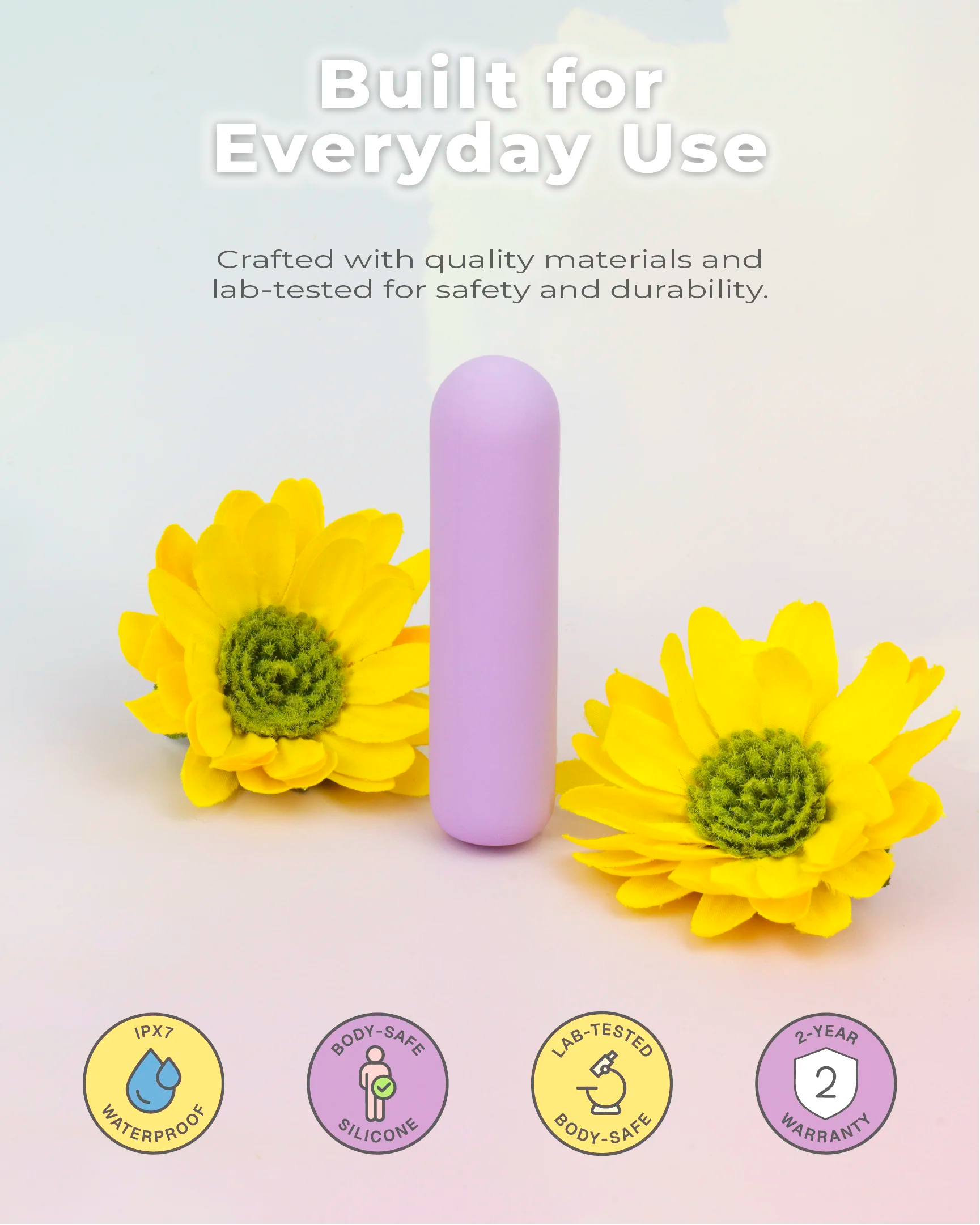 Pastel purple Joy Pippa rechargeable vibrator crafted with high-quality silicone, built for everyday use with long-lasting performance