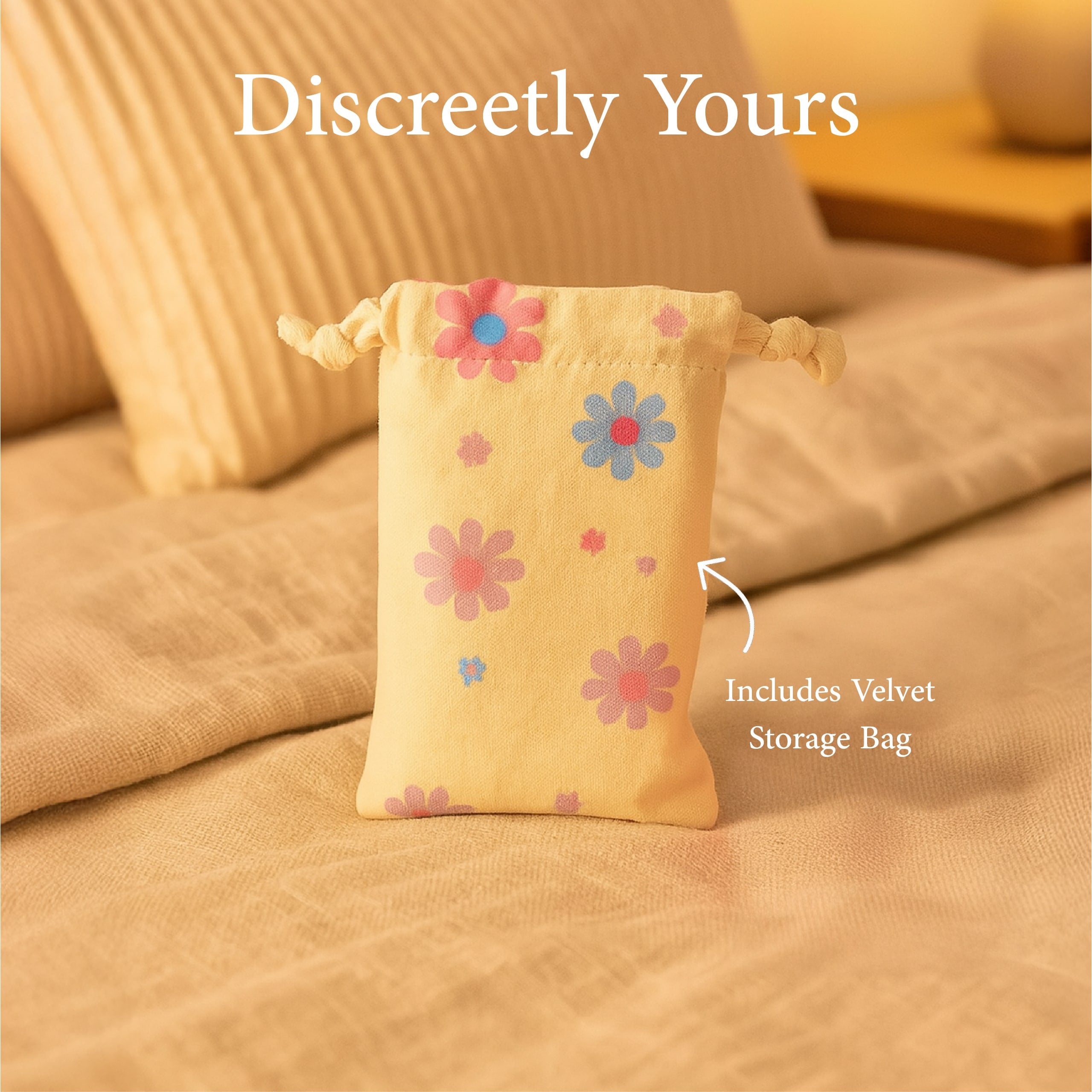 Velvet storage bag included with Joy mini clitoral massagers for discreet storage