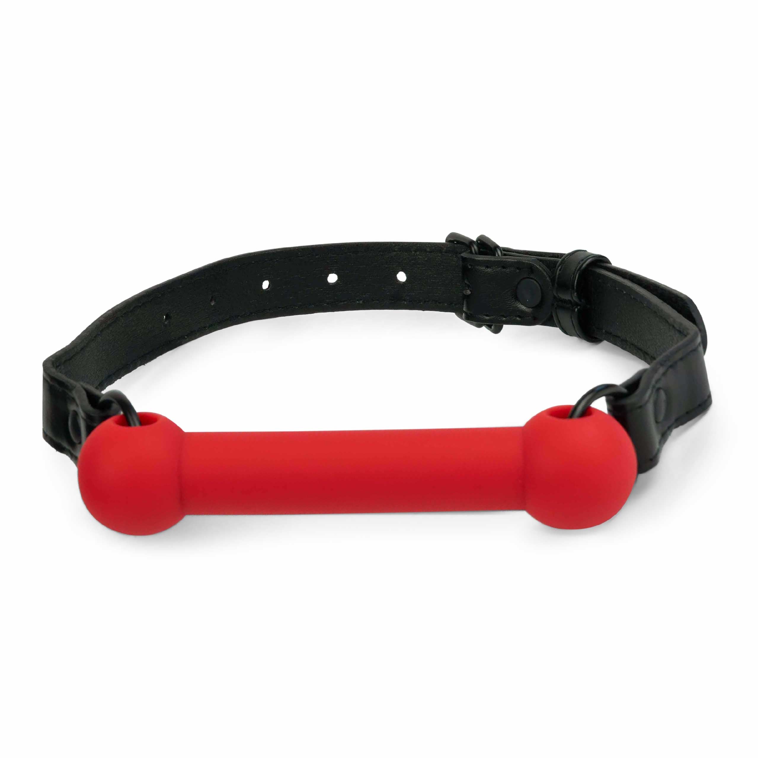 Scarlet red silicone bit gag with adjustable straps, comfortable alternative to ball gags